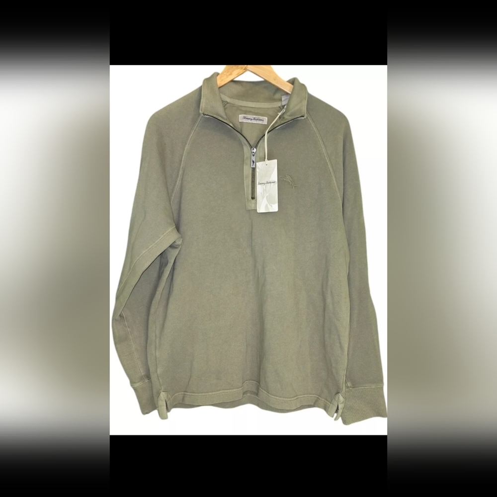 NWT TOMMY BAHAMA Sunray Cove Half Zip Mens Medium Tea Leaf